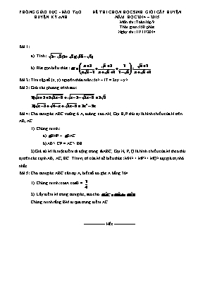 Đề thi chọn học sinh giỏi cấp huyện Kỳ Anh năm học 2014  2015 môn thi Toán lớp 9